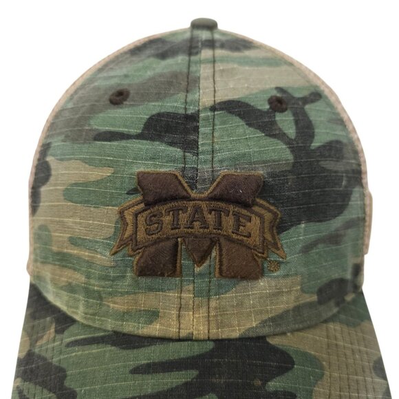 Mississippi State Bulldogs Strapback Cap Hat Logo Patch Distressed Camo Mesh TOW - Picture 7 of 14